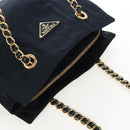 PRADA Chain Tote Bag Nylon Navy Gold Auth am12703V-6