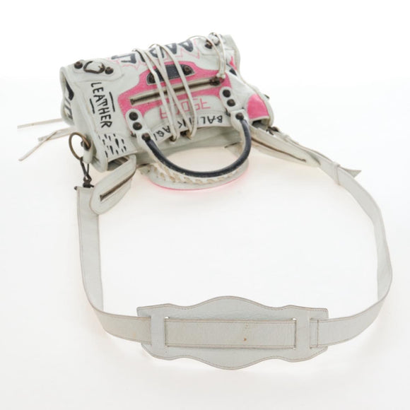 Balenciaga Graffiti The City Mini Bag Leather 2way White 300295 Auth am12706V