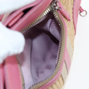 PRADA Shoulder Bag Raffia Beige Pink Silver Auth am12710V-22