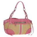 PRADA Shoulder Bag Raffia Beige Pink Silver Auth am12710V-1