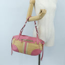 PRADA Shoulder Bag Raffia Beige Pink Silver Auth am12710V-29