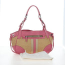 PRADA Shoulder Bag Raffia Beige Pink Silver Auth am12710V-12