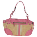 PRADA Shoulder Bag Raffia Beige Pink Silver Auth am12710V-2