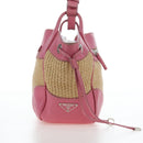 PRADA Shoulder Bag Raffia Beige Pink Silver Auth am12710V-4