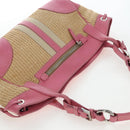 PRADA Shoulder Bag Raffia Beige Pink Silver Auth am12710V-6