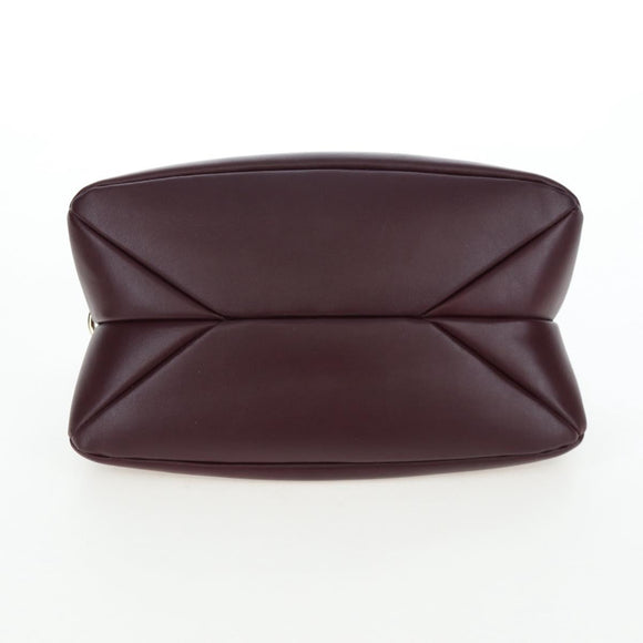 Chloe Juana Shoulder Bag Leather Bordeaux Gold Auth am12713M