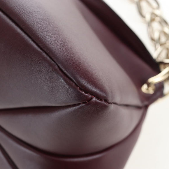 Chloe Juana Shoulder Bag Leather Bordeaux Gold Auth am12713M