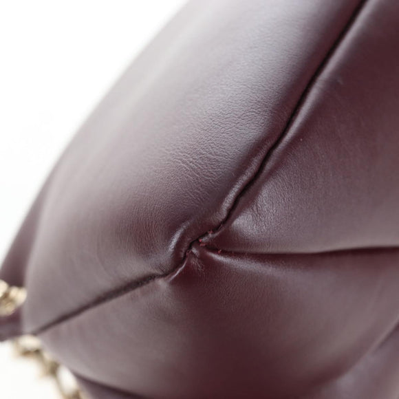 Chloe Juana Shoulder Bag Leather Bordeaux Gold Auth am12713M