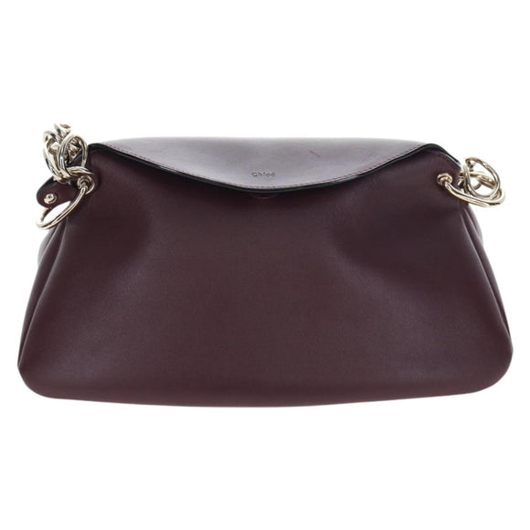 Chloe Juana Shoulder Bag Leather Bordeaux Gold Auth am12713M