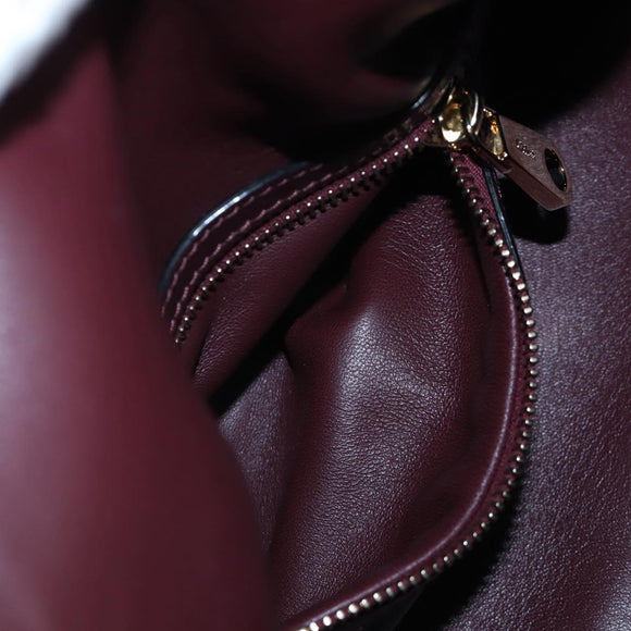 Chloe Juana Shoulder Bag Leather Bordeaux Gold Auth am12713M
