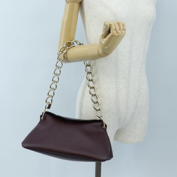 Chloe Juana Shoulder Bag Leather Bordeaux Gold Auth am12713M