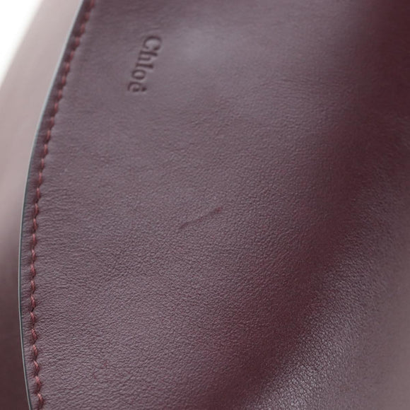 Chloe Juana Shoulder Bag Leather Bordeaux Gold Auth am12713M
