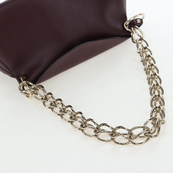 Chloe Juana Shoulder Bag Leather Bordeaux Gold Auth am12713M