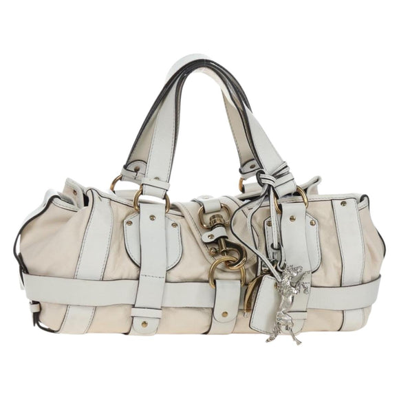Chloe Kerala Hand Bag Leather White Gold Auth am12715V
