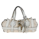 Chloe Kerala Hand Bag Leather White Gold Auth am12715V-2