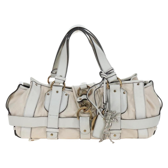 Chloe Kerala Hand Bag Leather White Gold Auth am12715V
