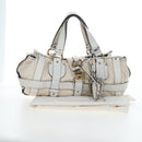 Chloe Kerala Hand Bag Leather White Gold Auth am12715V-27