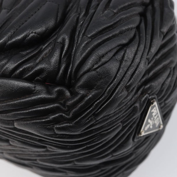 PRADA Hand Bag Leather Black Silver BN1235 Auth am12716A