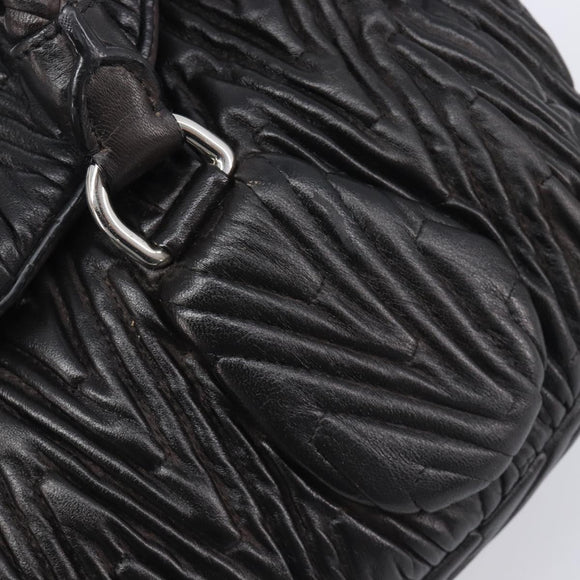 PRADA Hand Bag Leather Black Silver BN1235 Auth am12716A