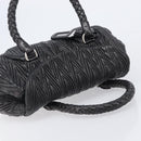 PRADA Hand Bag Leather Black Silver BN1235 Auth am12716A-6