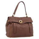 Saint Laurent Muse toe Hand Bag Leather Brown Gold Auth am12717A-1