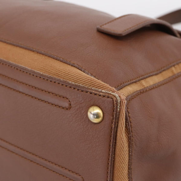 Saint Laurent Muse toe Hand Bag Leather Brown Gold Auth am12717A
