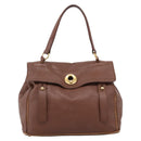 Saint Laurent Muse toe Hand Bag Leather Brown Gold Auth am12717A-13