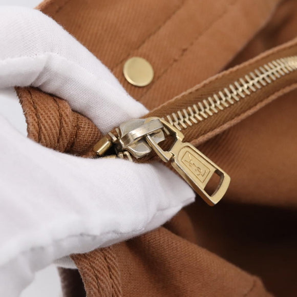 Saint Laurent Muse toe Hand Bag Leather Brown Gold Auth am12717A