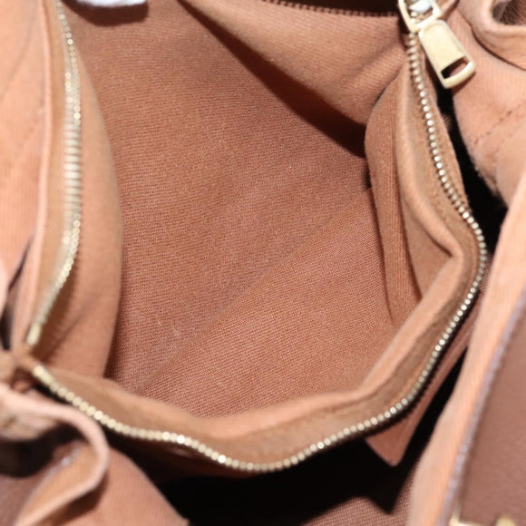 Saint Laurent Muse toe Hand Bag Leather Brown Gold Auth am12717A