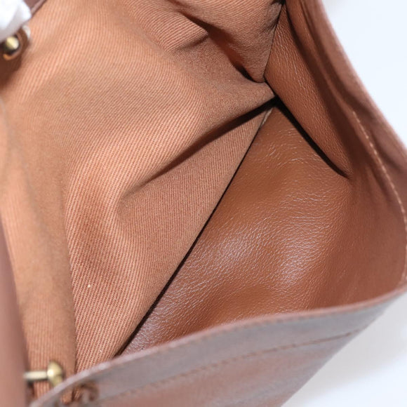 Saint Laurent Muse toe Hand Bag Leather Brown Gold Auth am12717A