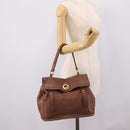 Saint Laurent Muse toe Hand Bag Leather Brown Gold Auth am12717A-25