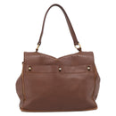 Saint Laurent Muse toe Hand Bag Leather Brown Gold Auth am12717A-2