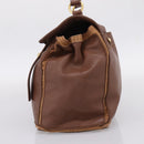 Saint Laurent Muse toe Hand Bag Leather Brown Gold Auth am12717A-4
