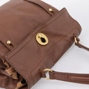Saint Laurent Muse toe Hand Bag Leather Brown Gold Auth am12717A-6