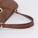 Saint Laurent Muse toe Hand Bag Leather Brown Gold Auth am12717A-7