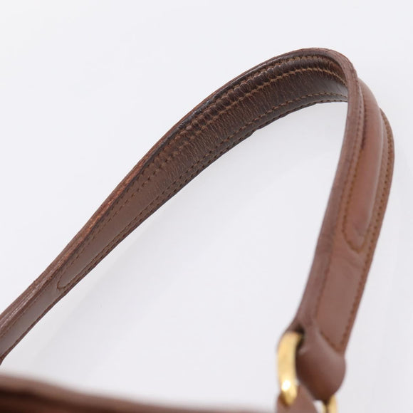 Saint Laurent Muse toe Hand Bag Leather Brown Gold Auth am12717A