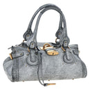 Chloe Paddington Hand Bag Leather Silver Gold Auth am12718V-1