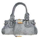 Chloe Paddington Hand Bag Leather Silver Gold Auth am12718V-13