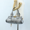 Chloe Paddington Hand Bag Leather Silver Gold Auth am12718V-25