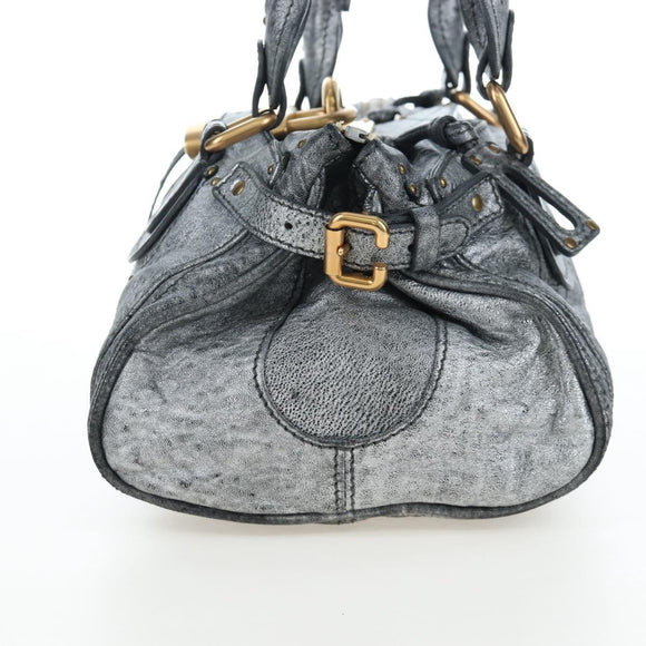 Chloe Paddington Hand Bag Leather Silver Gold Auth am12718V