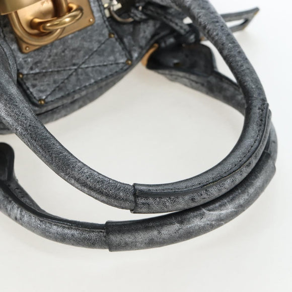 Chloe Paddington Hand Bag Leather Silver Gold Auth am12718V