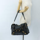Balenciaga The Giant City Hand Bag Leather 2way Black Gold 173084 Auth am12719V-25