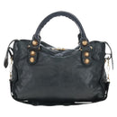 Balenciaga The Giant City Hand Bag Leather 2way Black Gold 173084 Auth am12719V-2