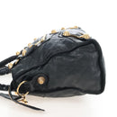 Balenciaga The Giant City Hand Bag Leather 2way Black Gold 173084 Auth am12719V-3