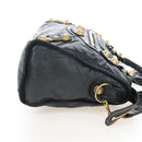 Balenciaga The Giant City Hand Bag Leather 2way Black Gold 173084 Auth am12719V-4