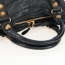 Balenciaga The Giant City Hand Bag Leather 2way Black Gold 173084 Auth am12719V-7