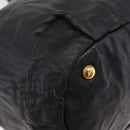 PRADA Side Ribbon Tote Bag Leather Black Gold Auth am12722V-16