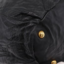 PRADA Side Ribbon Tote Bag Leather Black Gold Auth am12722V-18
