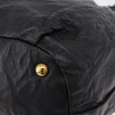 PRADA Side Ribbon Tote Bag Leather Black Gold Auth am12722V-19