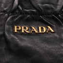 PRADA Side Ribbon Tote Bag Leather Black Gold Auth am12722V-20